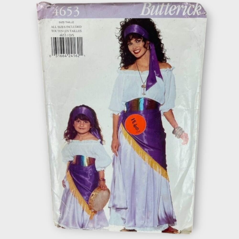 Butterick 4653 Sewing Pattern Misses Childrens Gypsy Costume Uncut
